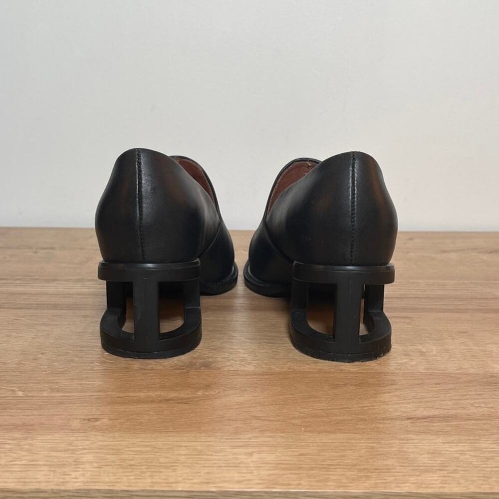 Jeffrey Campbell Black Leather Architectural Block Heel Loafers Size 6.5 - Picture 4 of 8